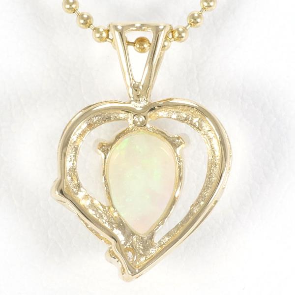 14K Yellow Gold Opal Diamond Necklace in Excellent Condition