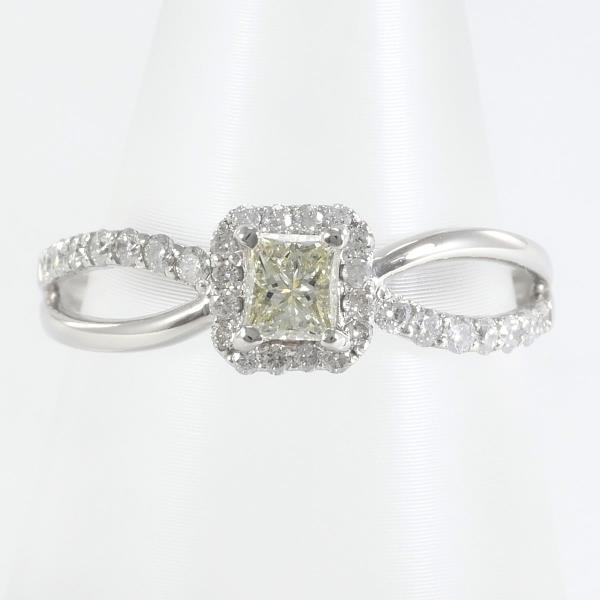 PT900 Platinum Ring with Yellow Diamond, Size 11.5 in Excellent Condition