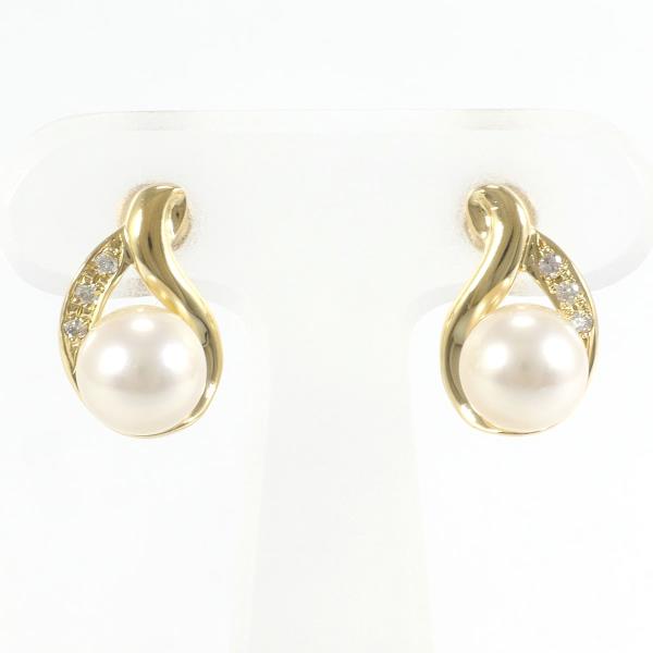 K18 Yellow Gold Pearl Earrings in Excellent Condition