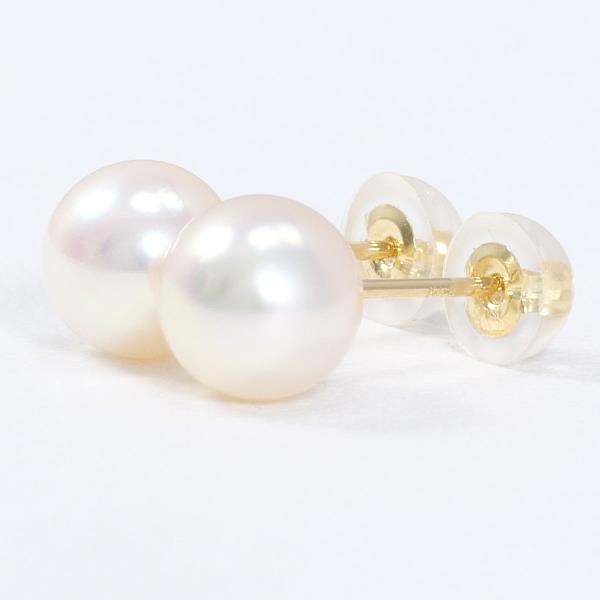 K18 Yellow Gold Pearl Earrings in Excellent Condition