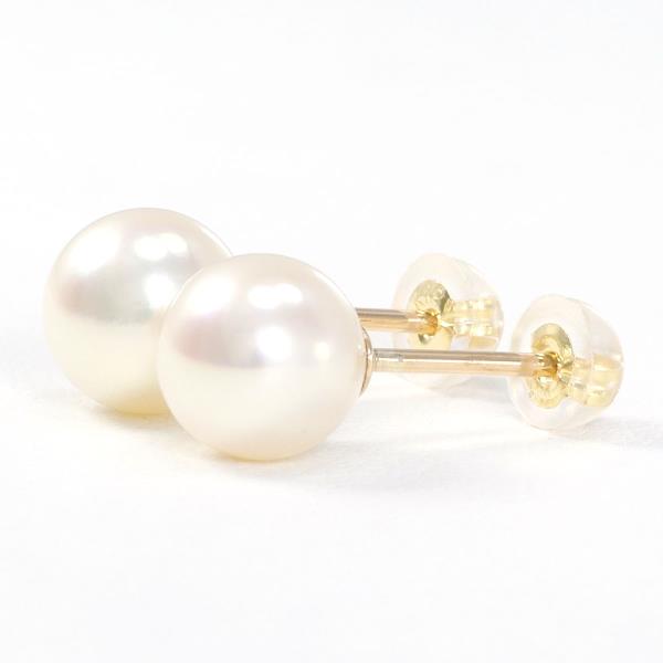 K18 Yellow Gold Pearl Earrings in Great Condition