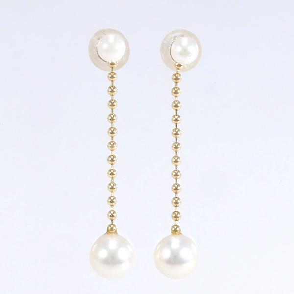 K18 Yellow Gold Pearl Earrings in Great Condition