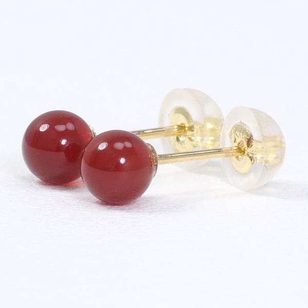 K18 Yellow Gold Carnelian Earrings in Great Condition