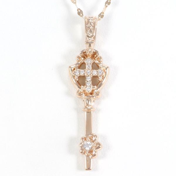 K10 Pink Gold Zirconia Necklace in Excellent Condition