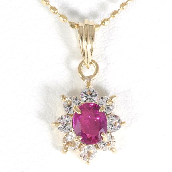 K18 Yellow Gold Necklace with Pink and White Sapphires in Excellent Condition