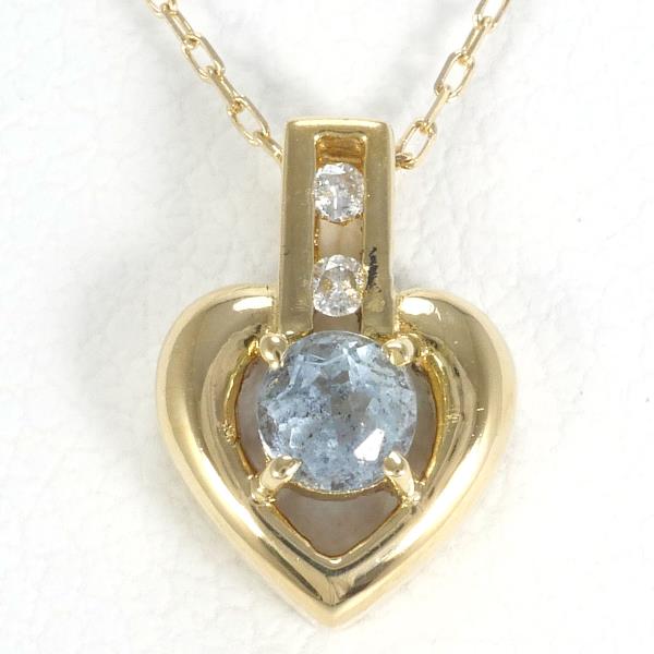 K18 Yellow Gold Aquamarine Diamond Necklace in Excellent Condition