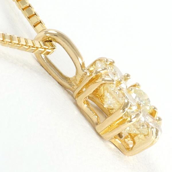 Stylish K18 18K Yellow Gold Necklace with 0.50 ct Yellow Diamond, Total Weight Approximately 4.0g - Length Approximately 40cm - Ladies' Gold Hue (Used)