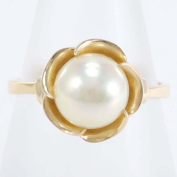 K18 Yellow Gold Pearl Ring 11号 in Excellent Condition