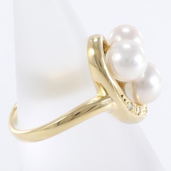 K18 Yellow Gold Size 10.5 Ring with Approximately 6mm Pearl and 0.03ct Diamond