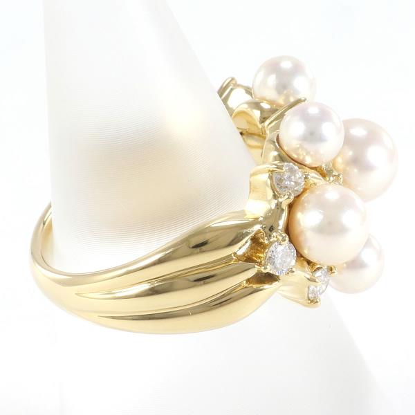 K18 Yellow Gold Pearl Ring with Diamond