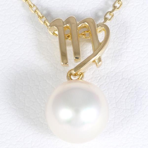 K18 Yellow Gold Pearl Necklace in Excellent Condition