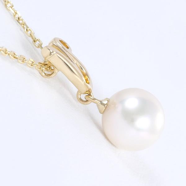 K18 Yellow Gold Pearl Necklace in Excellent Condition