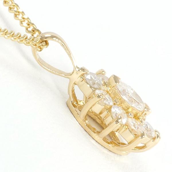 Flower Motif Necklace with 0.32ct Diamond in K18 Yellow Gold, White for Women (Used)