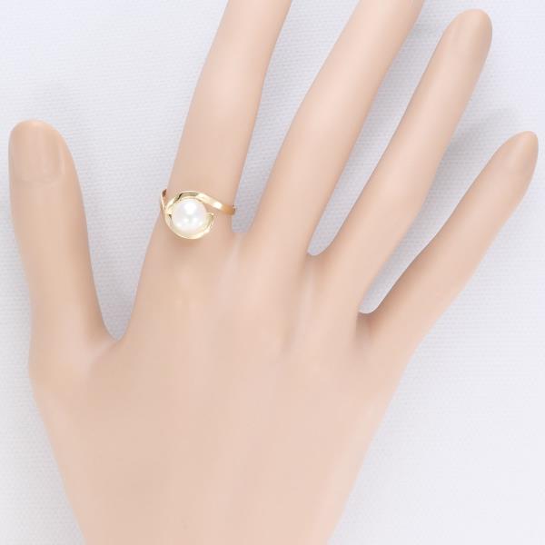 K18 Yellow Gold Pearl Ring 10号 in Excellent Condition