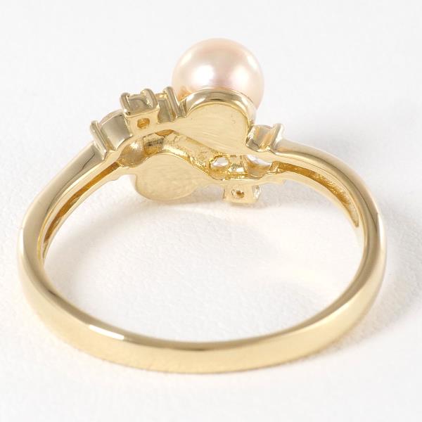 K18 Yellow Gold Ring with Pearl and White Sapphire in Pristine Condition