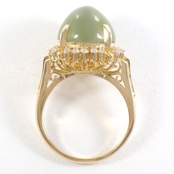 Ladies' 18K Yellow Gold Ring Size 10.5 with Chrysoberyl Cat's Eye & Diamond, Approximate Weight 6.1g, K18 Gold Material