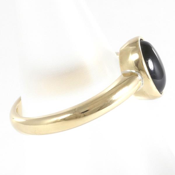 K18 18K Yellow Gold Ring with Onyx, Size 9 (Used) for Ladies