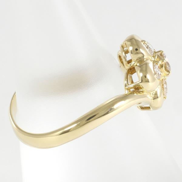 Classic K18 18K Yellow Gold Ring Size 9 with a 0.30 ct Diamond, Total Weight Approximately 2.5g - Ladies' Gold Hue (Used)