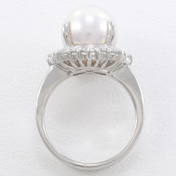 PT900 Platinum Ring 5.5 Pearl Diamond in Excellent Condition