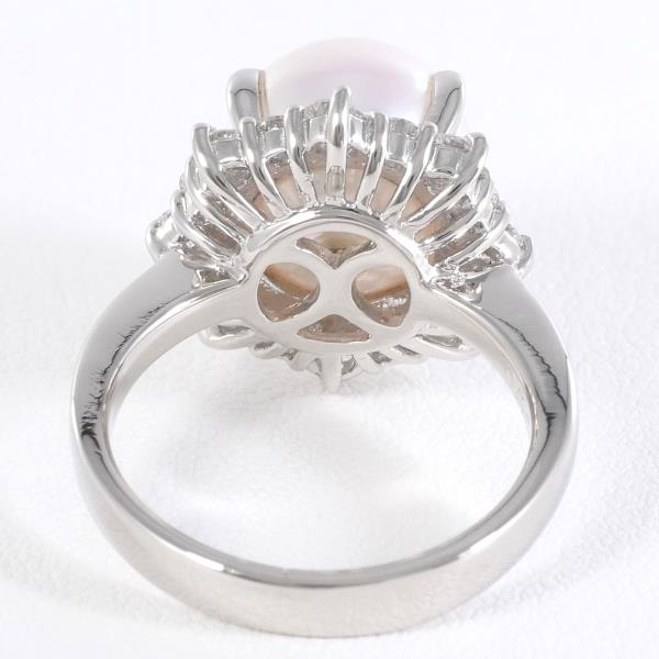 PT900 Platinum Ring 5.5 Pearl Diamond in Excellent Condition