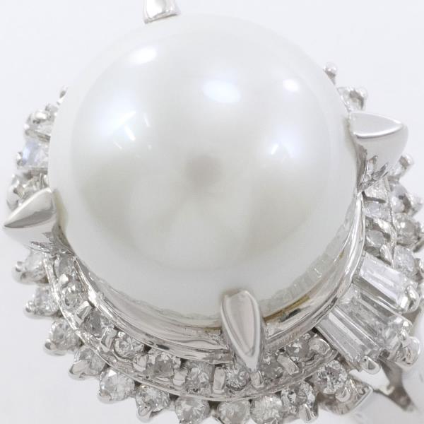 PT900 Platinum Ring 14 Pearl 11mm in Excellent Condition