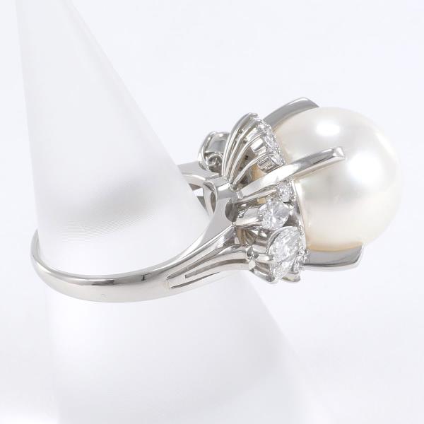 PT900 Platinum Ring 13mm Pearl Diamond