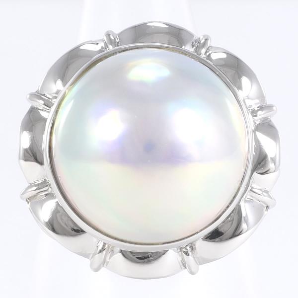 PT900 Platinum Ring with Mabe Pearl, Size 12 in Excellent Condition