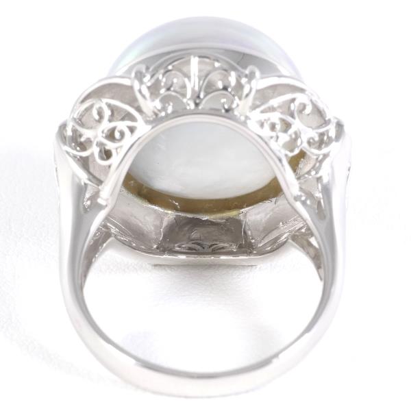 PT900 Platinum Ring with Mabe Pearl, Size 12 in Excellent Condition