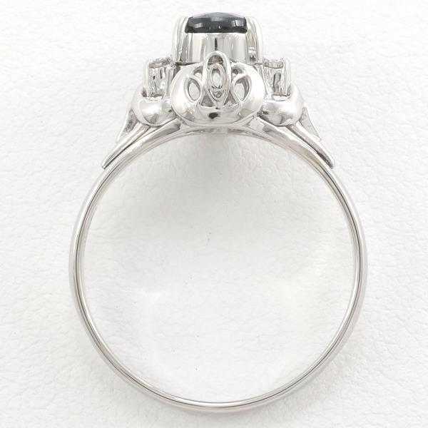 Platinum PT900 Ring with 0.95ct Sapphire and 0.05ct Diamond, Size 13 (Used) for Ladies