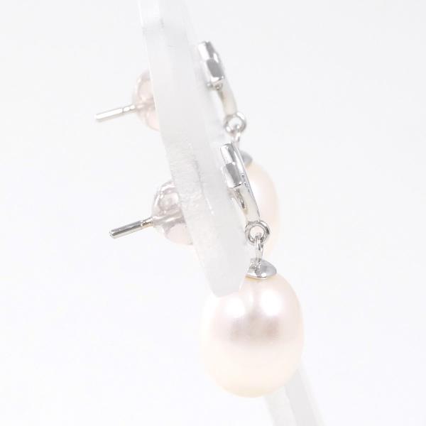 K14 White Gold Pearl Diamond Earrings in Great Condition