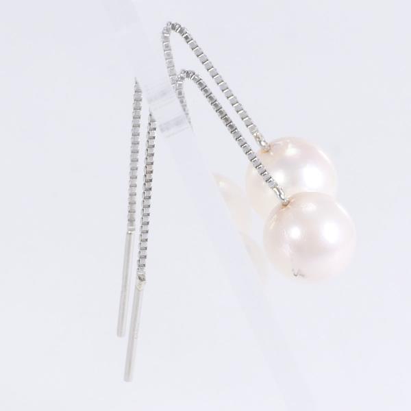 PT850 Platinum Pearl Earrings in Pristine Condition