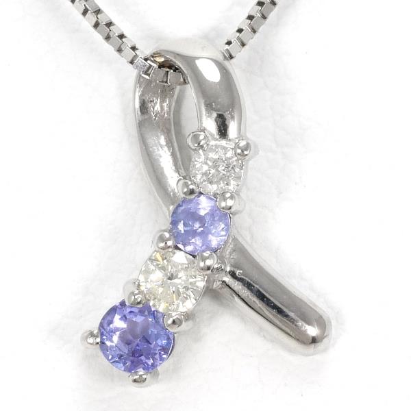 K14 White Gold Tanzanite Necklace in Excellent Condition