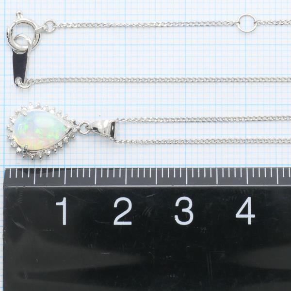 PT900 Platinum PT850 Necklace Opal 0.54 Diamond 0.19 in Pristine Condition