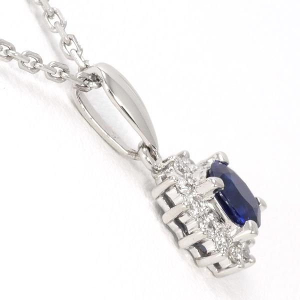 PT950 & PM850 Platinum Necklace with 0.43ct Sapphire and Diamond, approximately 43cm (Used) for Ladies
