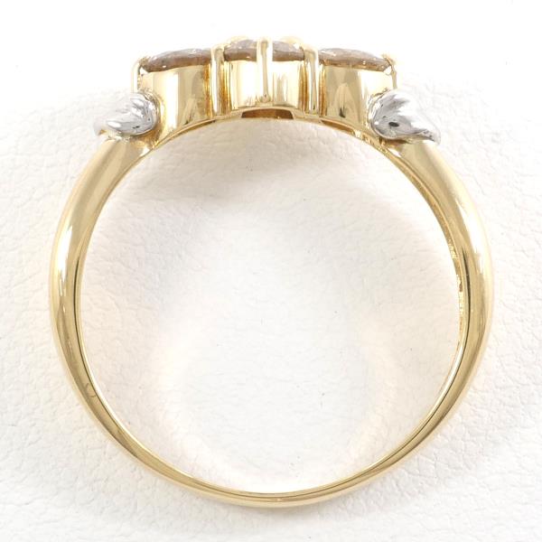 Platinum PT900 & 18K Yellow Gold Ring with 1.00 ct Brown Diamond, Size 14, Total Weight about 3.6g, Ladies'