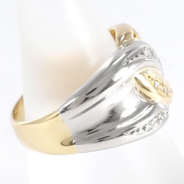 "Unique Diamond (0.05ct) Design Ring" in Platinum PT900/K18 Yellow Gold, Size 10 for Women, Silver Color
