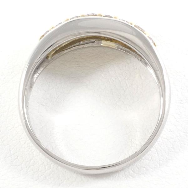 "Half Eternity Diamond (0.5ct) Ring" in Platinum PT850/K18 Yellow Gold, Size 12.5 for Women, Silver Color