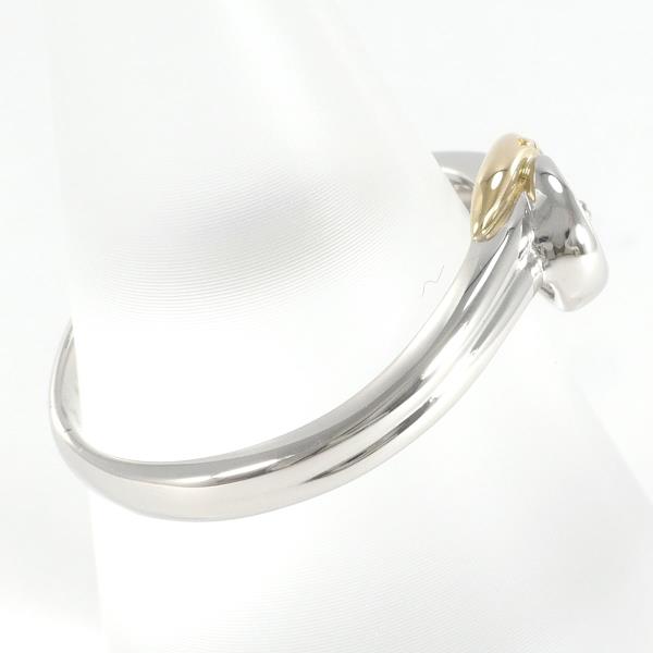 "Stylish Diamond (0.16ct, 0.03ct) Ring" in Platinum PT900/K18 Yellow Gold, Size 14 for Women, Silver Color