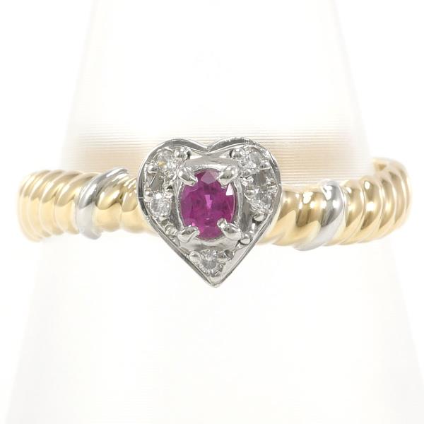 Scarab PT900 K18YG Ruby Diamond Ring in Excellent Condition