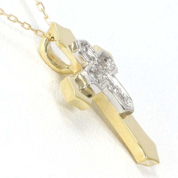 PT900 Platinum K18 Yellow Gold Diamond Necklace in Excellent Condition