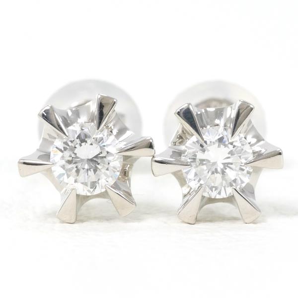 Platinum PT900 Stud Earrings with 0.15 ct Diamond x2, Total Weight about 1.1g for Ladies (Pre-Owned)
