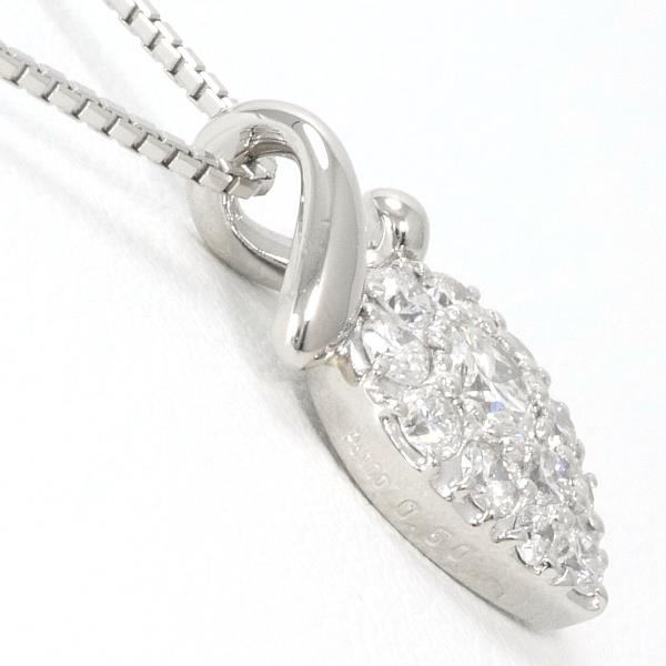Heart Motif Necklace with 0.50ct Diamond, Platinum PT900/PT850, Silver, Women’s (Used)
