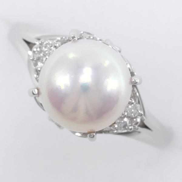 PT900 Platinum Pearl Ring 11号 in Excellent Condition