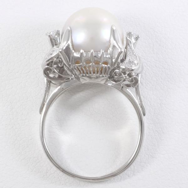 Platinum PT900 Ring, Size 6, featuring approx. 10mm Pearl and Diamond for Ladies