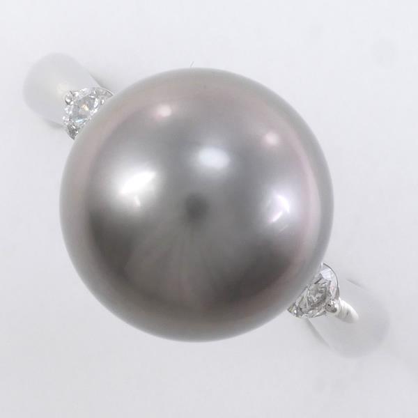 PT900 Platinum Ring with 12mm Pearl and 0.20ct Diamond in Excellent Condition