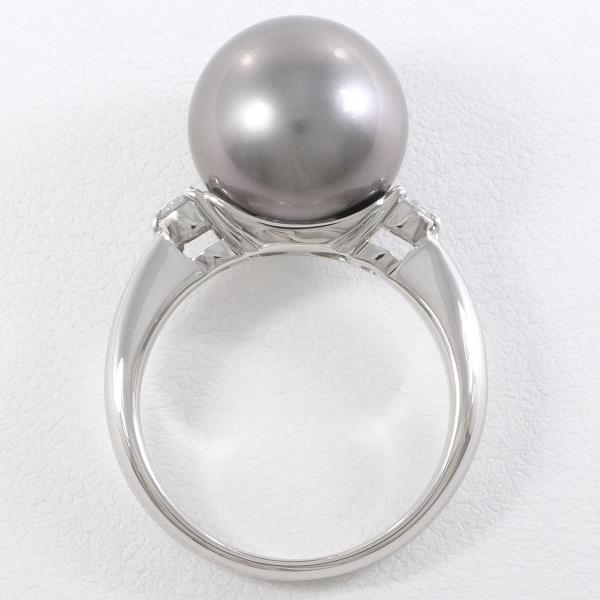 PT900 Platinum Ring with 12mm Pearl and 0.20ct Diamond in Excellent Condition