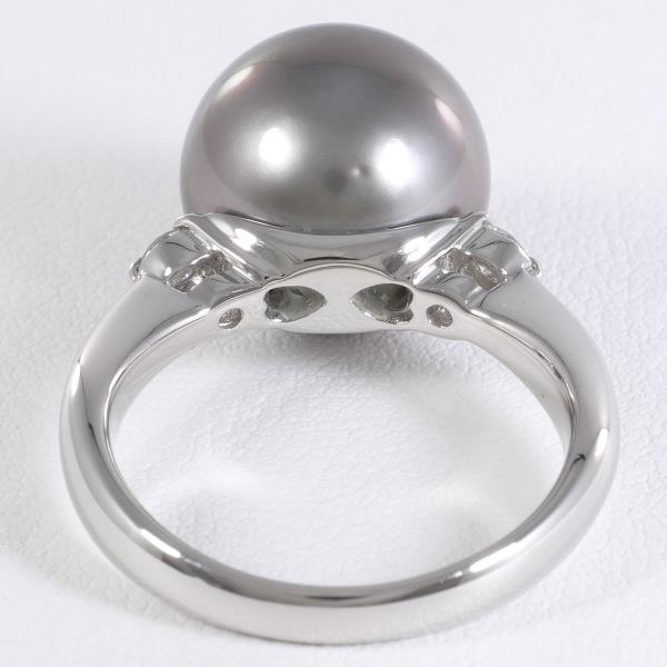 PT900 Platinum Ring with 12mm Pearl and 0.20ct Diamond in Excellent Condition