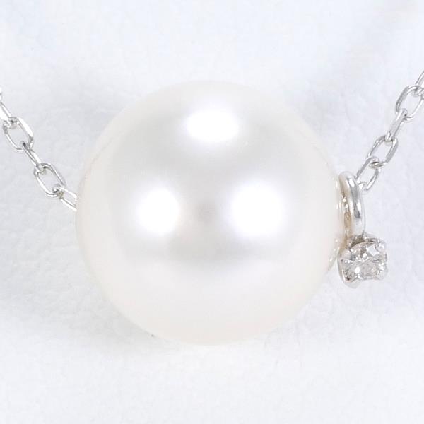 K18 White Gold Pearl Diamond Necklace in Pristine Condition