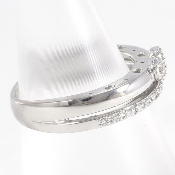 K18 18 Carat White Gold Ladies' Ring with Diamond (0.11ct), Size 11, Total weight approximately 5.1g in Excellent Condition