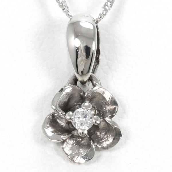 14K White Gold Zircon Necklace